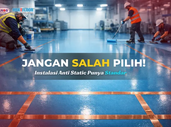 Proses pengaplikasian epoxy antistatic dengan sistem copper tape untuk lantai industri elektronik